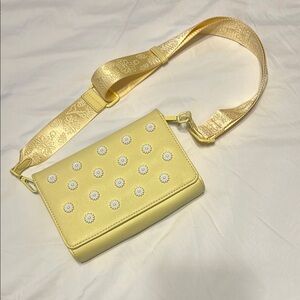 Betsey Johnson Yellow Crossbody Bag with Floral Accents
